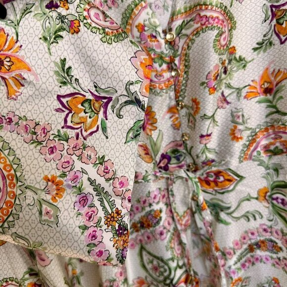 2/$30 Zara Woman Multi-Colour Printed Paisley Top Blouse Size Large - Picture 7 of 14